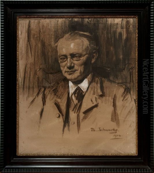 Portret "Gerrit Jan van Heek" houtskool op papier door Therese van Duyl-Schwartze, 1904 - view 1