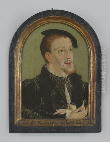 Portret "Keizer Karel V" op hout, kopie naar Jan Cornelisz Vermeyen, circa 1532 - view 1