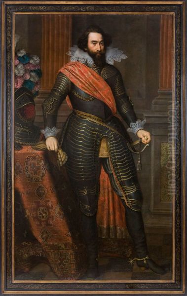Portret "Graaf Hendrik van den Bergh (1573-1638)" op doek door Otto van Veen, circa 1618 - view 1