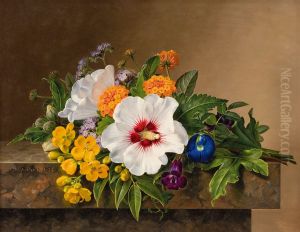 Flowers on a marble table.