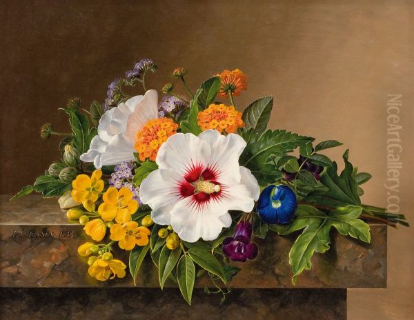 Blomster pa et marmorbord. - view 1