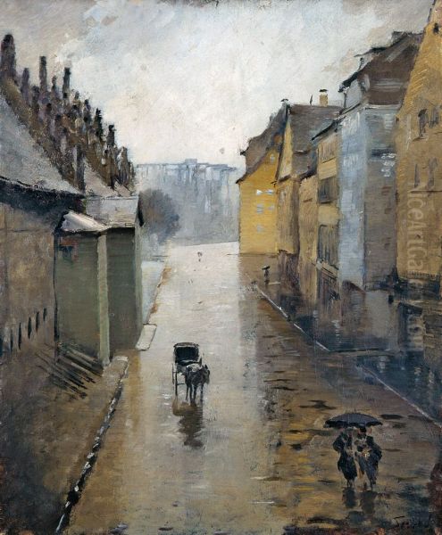 La rue de la Douane a Strasbourg, Effet de pluie - view 1
