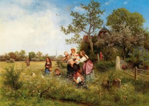 A springtime landscape by Eduard Leonhardi