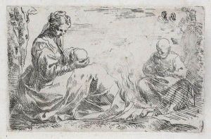 The Rest On The Flight Into Egypt by Simone Cantarini (Pesarese)
