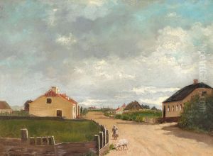 Gadeparti med lille pige, Skagen. by Anna Ancher