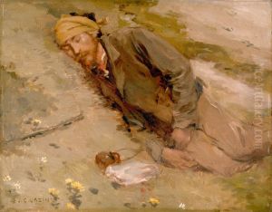 Henri Duhem se reposant dans les dunes by Jean-Charles Cazin