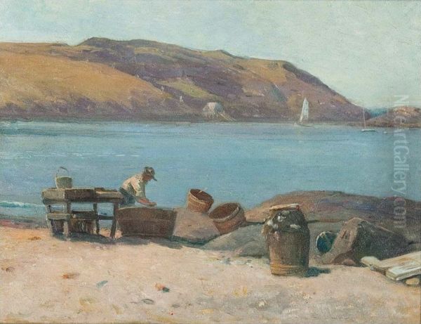 Fisherman Cleaning Gear, Monhegan - view 1