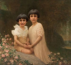 Portrait of Two Young Sisters in a Landscape by Benjamin Eggleston