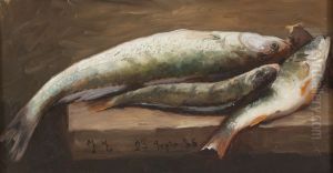 Still life with fish by Jahn Ekenaes