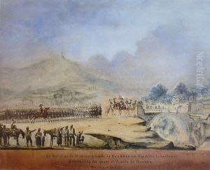 El Batallon Numancia recibe la Bandera del Ejercito Libertador al momento de pasar el puente de Huaura by Bernardo juju