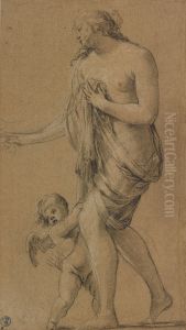 Study for the figures of Venus and Cupid (recto) by Simon Vouet