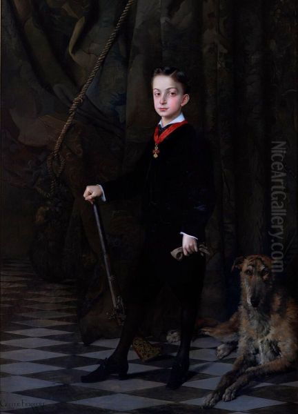 Portrait of King Alfonso XII of Spain as a child - view 1