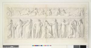 A Sarcophagus with frieze depicting the Muses by Giovanni Domenico Campiglia