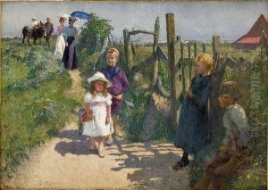 Promenade d'une famille dans les environs de Paris by Evariste Carpentier