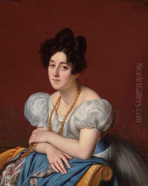 Portrait of a young woman leaning on a meridienne - view 1