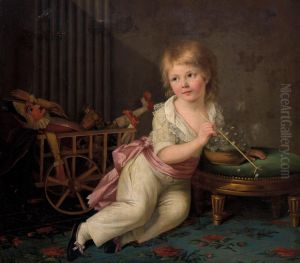 Portrait of Henri Gabiou playing with soap bubbles by Marie-Elisabeth Gabiou