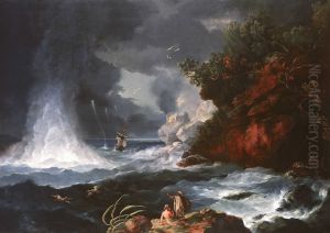 A View of Cape Stephens in Cook's Straits (New Zealand) with Waterspout, 1776