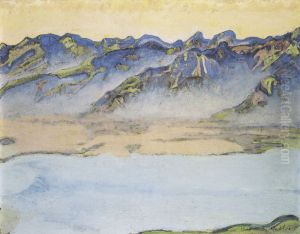 Aufsteigender Nebel uber den Savoyer Alpen by Ferdinand Hodler