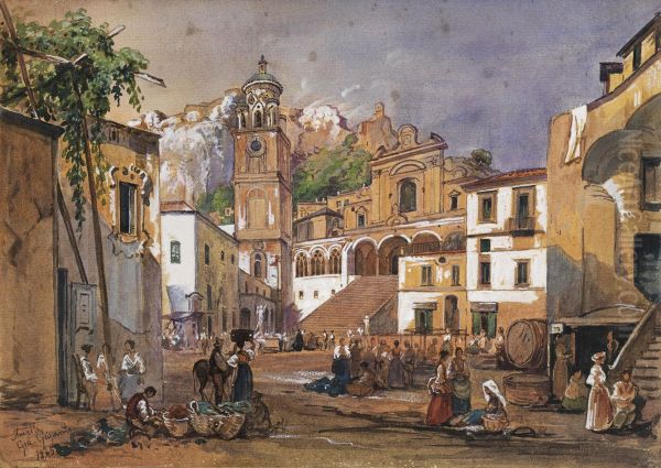 Market scene in Amalfi - view 1