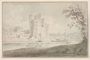 Caernarfon Castle view from the river-side by J. M. W. Turner