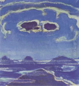 Eiger, Monch und Jungfrau im Mondschein by Ferdinand Hodler