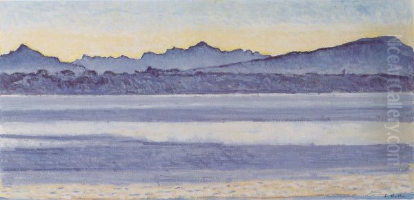 Genfersee mit Mont-Blanc bei Morgenlicht - view 1