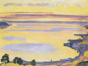 Sonnenuntergang am Genfersee von Caux aus by Ferdinand Hodler