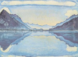 Thunersee mit symmetrischer Spiegelung by Ferdinand Hodler