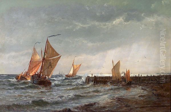 Fishing boats off the coast at Vlissingen. - view 1