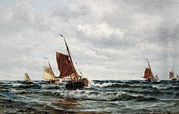 Fishing boats off Scheveningen. - view 1
