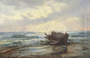 A wrecked ship on the beach. A wrecked ship on the beach.