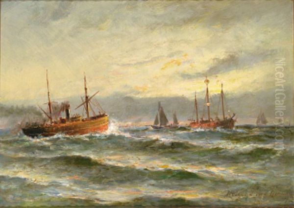 Ships around a lightship. - view 1