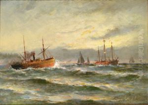 Ships around a lightship.