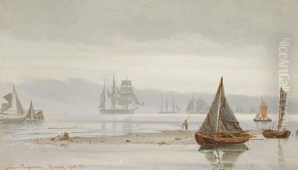 The coast at Hornbaek in the morning mist. - view 1