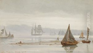 The coast at Hornbaek in the morning mist. by Holger Drachmann