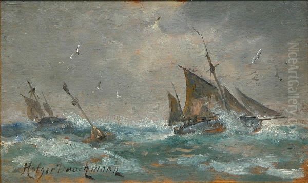 Ships in a storm. Study. - view 1