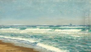 Coastal landscape with sailing ship near Skagen. by Jens Drachmann