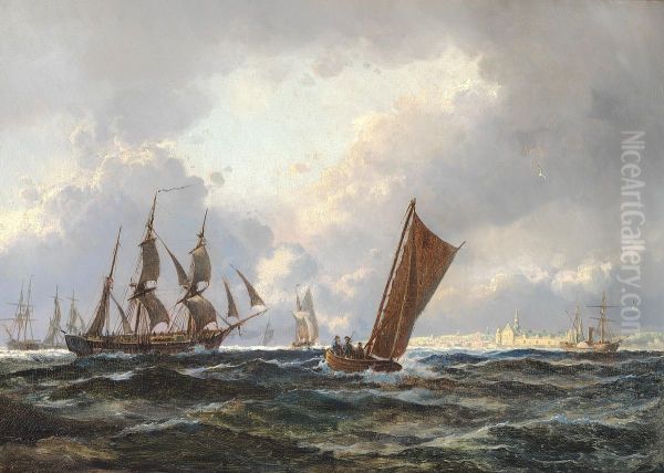 Sailing ships off Kronborg Castle. - view 1