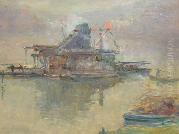Dredger on the Seine near Rouen - view 1