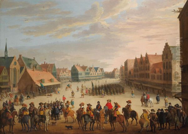 Prince Maurice of Orange dismissing the mercenaries in Neude Square in Utrecht on 31 July 1618. - view 1