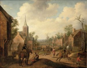 Soldaten plundern ein Dorf