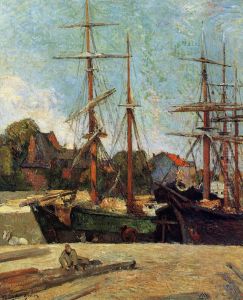 Goelette et trois-mats a quai, ou Bateaux au port by Paul Gauguin