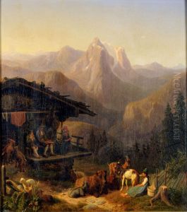 Au Pied Du Chalet by Gustav Jakob Canton