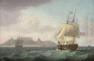 View of Cape Town, Table Bay, Cape of Good Hope, with a seventy-four gun ship lying-to for convoy