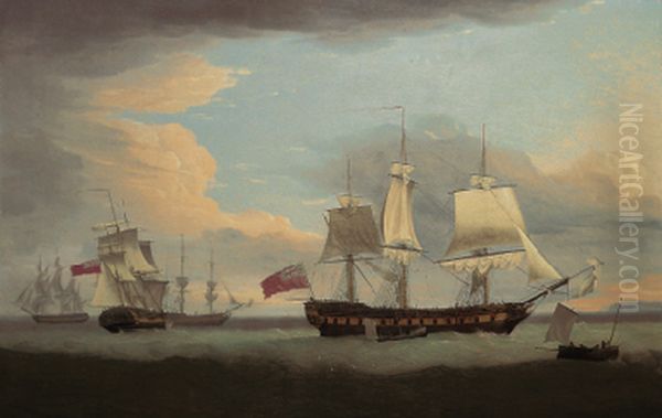 The East Indiaman ,,Hindostan" in company with ,,Indian Trader", ,,Ewretta" and ,,Nancy", ships employed in the Canada trade - view 1