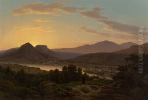 Sunrise, View of Drachenfels from Rolandseck by Worthington Whittredge