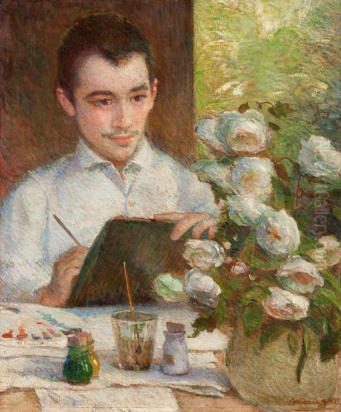 Pierre peignant des fleurs - view 1