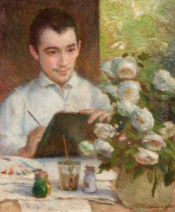 Pierre peignant des fleurs