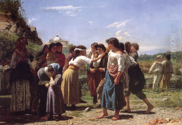 Children playing blind man's bluff - view 1