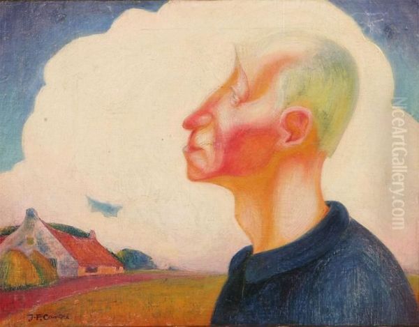 Farmer's Head In Profile In Front Of The Farmhouse - view 1